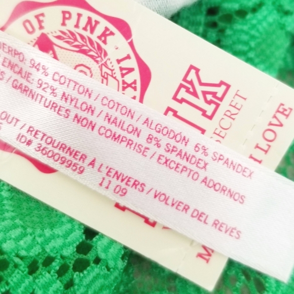 Victoria's Secret PINK Vintage Lace Rhinestone Crystal Low Rise Thong Panty NWT - Picture 10 of 12